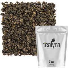Tealyra front packaging showing 200g pouch and clear label, highlights freshness