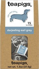 teapigs front packaging showing Darjeeling Earl Grey, clear branding and benefits