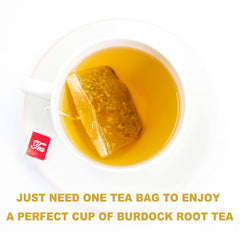 TEARELAE brewed burdock root tea steaming in a cup, comforting hot beverage