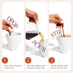 Teaspressa cube dissolving in hot coffee delivering quick flavor
