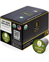 Teavity front packaging showing organic green tea and ginger benefit clarity