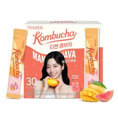TEAZEN front packaging showing mango guava flavor and 30 sticks for convenient hydration