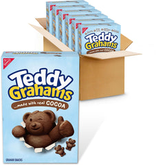 Teddy Grahams front packaging showing six-box bulk convenience and shelf appeal