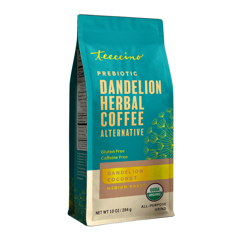 Teeccino front packaging showing blend and benefits