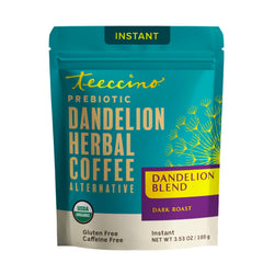 Teeccino front jar showing label and 33 servings for convenience