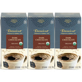 Teeccino front packaging showing dark chocolate herbal tea and prebiotic benefits