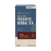 Teeccino front packaging showing dark chocolate herbal tea and benefits