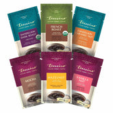 Teeccino front packaging sampler showing six trial flavors and benefits