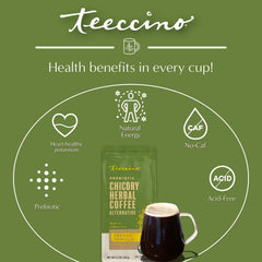 pack label close-up showing inulin content and prebiotic benefit by Teeccino