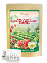 TeeLux front packaging pouch showing 100-count and fruit tea benefits