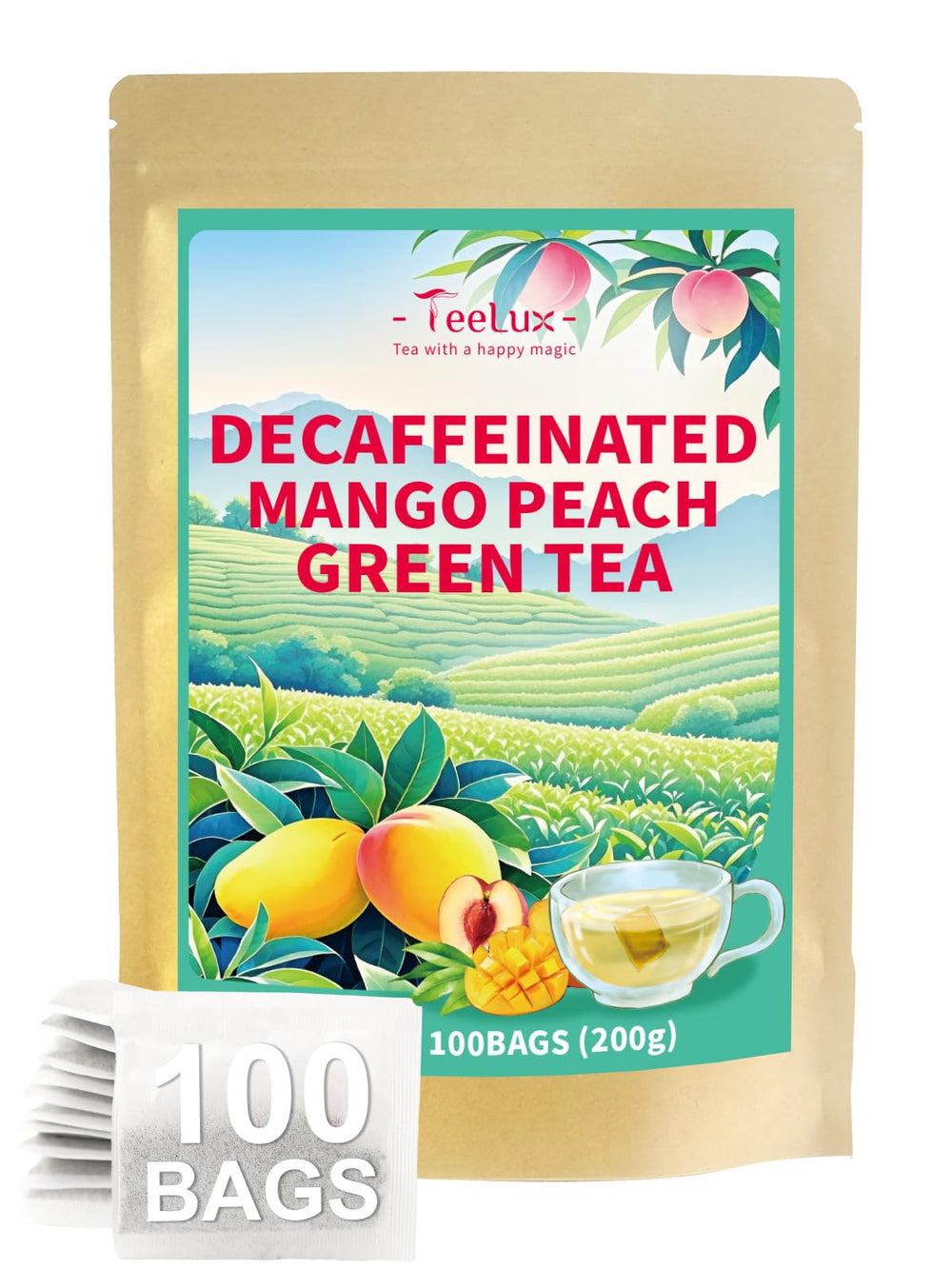 TeeLux front pouch showing label and 100-count pouch for quick recognition and freshness