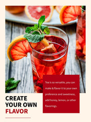 TeeLux iced pitcher with deep red hibiscus tea served over ice