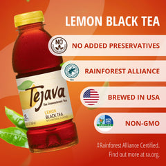 Tejava lemon bottle side profile illustrating size and grab-and-go convenience
