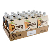 Tejava front packaging showing 24-pack and peach flavor, convenient supply