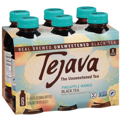 Tejava bottle front packaging showing pineapple mango label and ready-to-drink benefit