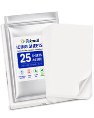 Tekmall front packaging showing 25 A4 edible icing sheets and protection
