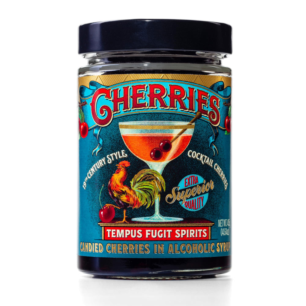Tempus Fugit Spirits jar front label showing product and vintage styling for authenticity