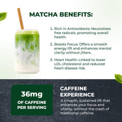 Tenzo matcha latte in cup with foam demonstrating creamy texture and steady energy boost