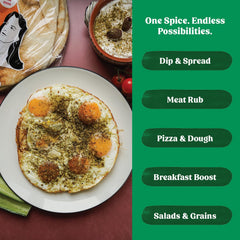 Terranean Herbs spoon measuring za’atar for recipes showing easy portioning and consistent seasoning