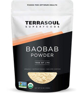 Terrasoul Superfoods front package of baobab powder showing label and size for clear product info