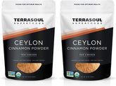 Terrasoul Superfoods front packaging showing 2 lb organic Ceylon cinnamon and branding benefit