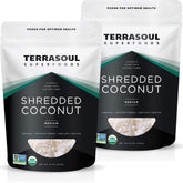 Terrasoul Superfoods front packaging of 2 lb coconut flakes showing label and organic badge for pantry-ready use