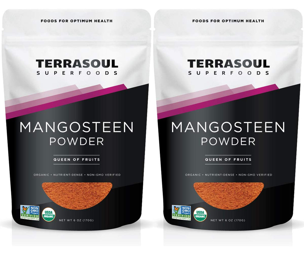 Terrasoul Superfoods mangosteen front packaging showing label and weight benefits