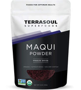 Terrasoul Superfoods front pouch showing organic maqui powder and easy use