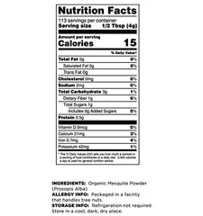 Terrasoul mesquite powder next to measuring spoon and scale showing serving size convenience