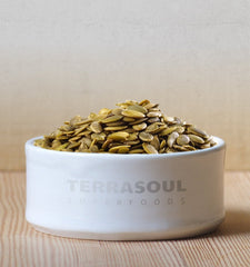Terrasoul Superfoods pumpkin seeds in bowl ready to eat, convenience and versatility