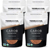 Terrasoul Superfoods front packaging showing organic carob powder, convenient pantry supply