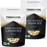 Terrasoul Superfoods front-packaging showing resealable bags and fresh cashews benefit freshness