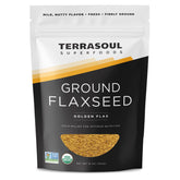 Terrasoul Superfoods front packaging of 16oz golden flax for pantry convenience