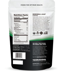 Terrasoul Superfoods powder close-up texture and vibrant green color benefit