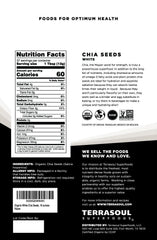 Terrasoul Superfoods close-up of white chia seeds texture, highlighting quality and mixing versatility