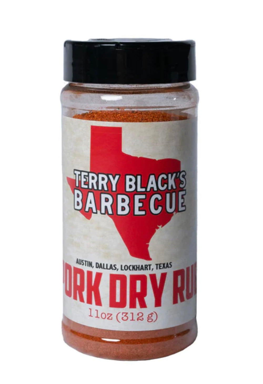 Terry Black's front label showing pork dry rub jar and clear branding for easy recognition