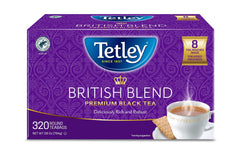 Tetley front packaging showing 320-count and brand for reliable supply
