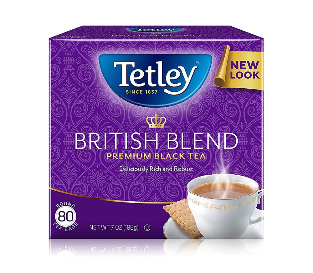 Tetley British Blend front packaging showing brand and pack quantity, for easy identification