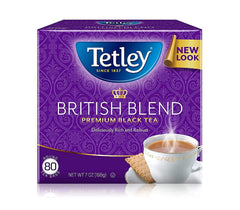 Tetley British Blend front packaging showing brand and pack quantity, for easy identification