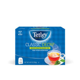 Tetley front packaging showing product name and count, clear pantry storage benefit