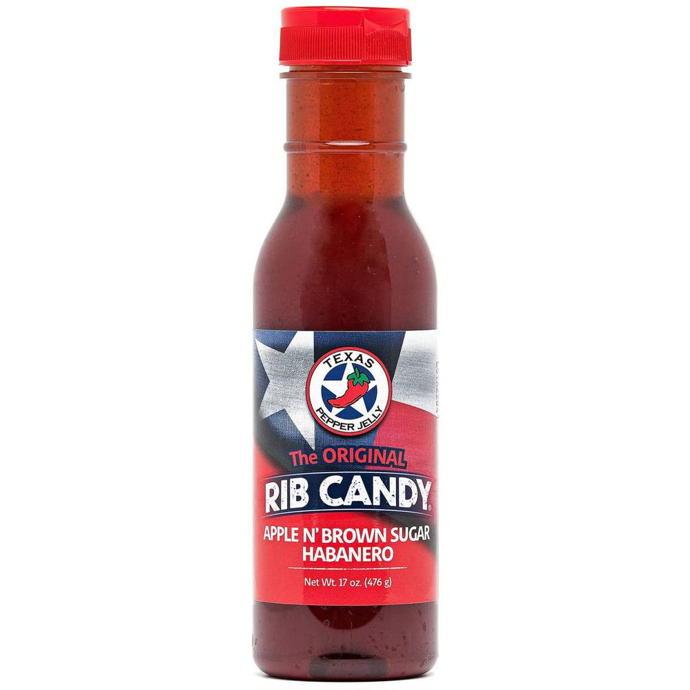 Texas Pepper Jelly Rib Candy front label showing flavor and bottle, perfect for gifting