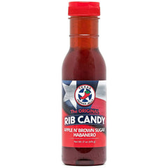 Texas Pepper Jelly Rib Candy front label showing flavor and bottle, perfect for gifting