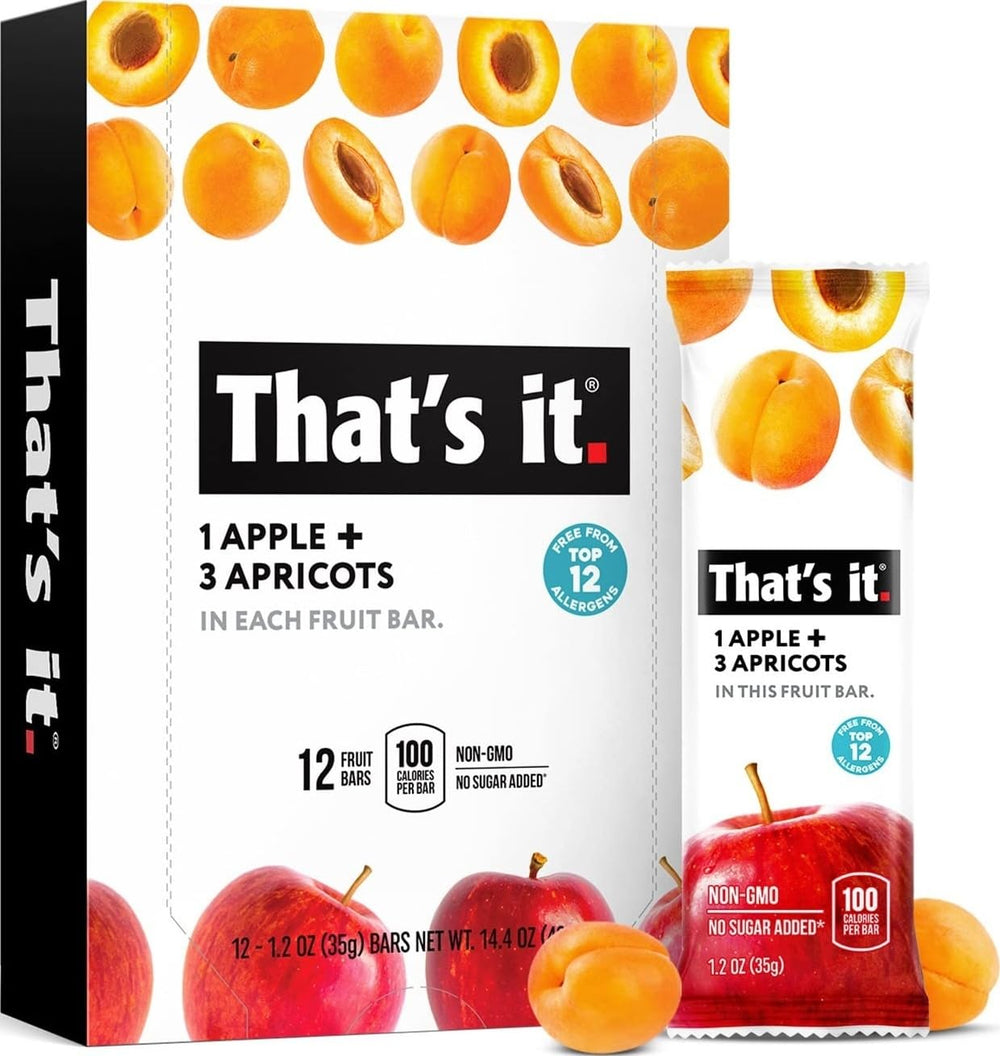 That's it. front packaging showing 12-pack and two-ingredient label, clear snack choice