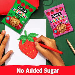 That’s it. open pouch spilling fruit crisps showing ready-to-eat convenience