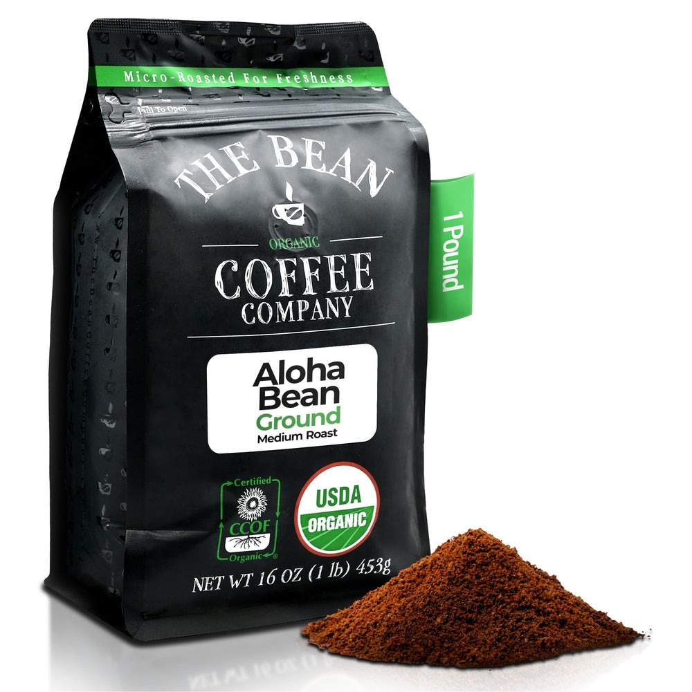 The Bean front packaging showing Aloha Bean Hazelnut and organic badge, attracts eco-conscious buyers