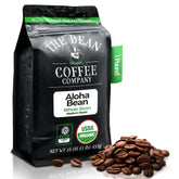 The Bean Coffee Company front packaging showing organic hazelnut whole bean benefits