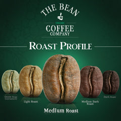 The Bean Coffee Company close-up of whole beans highlighting rich texture and roast clarity