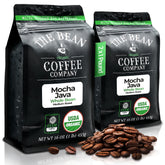 The Bean Coffee Company front packaging showing organic medium roast benefits