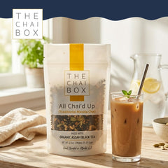 The Chai Box spice blend detail with cardamom pods and cinnamon for rich depth