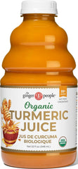 The Ginger People front label on 32 oz bottle showing pure turmeric juice benefit